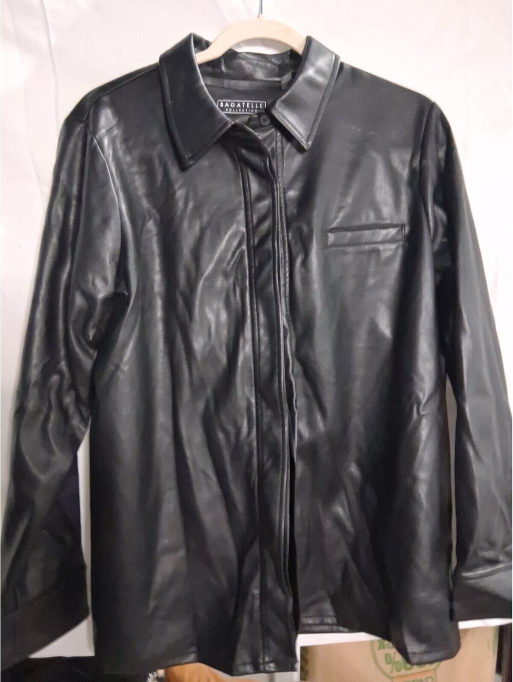 Womans Bagatella Black Genuine Leather Jacket Size L NWT